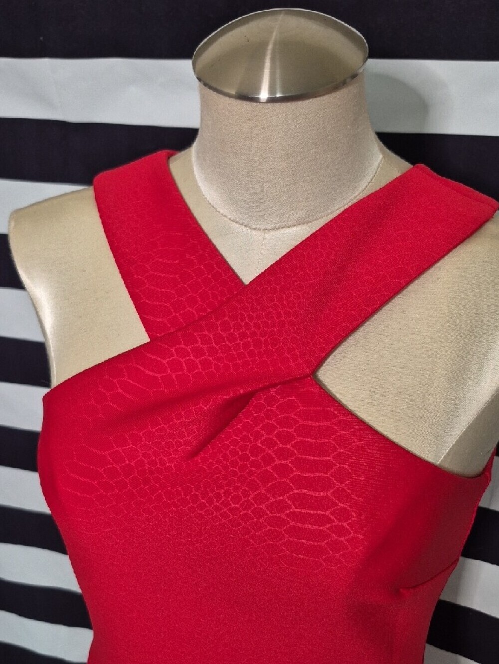 Red Cross-Strap Sheath Dress View 2